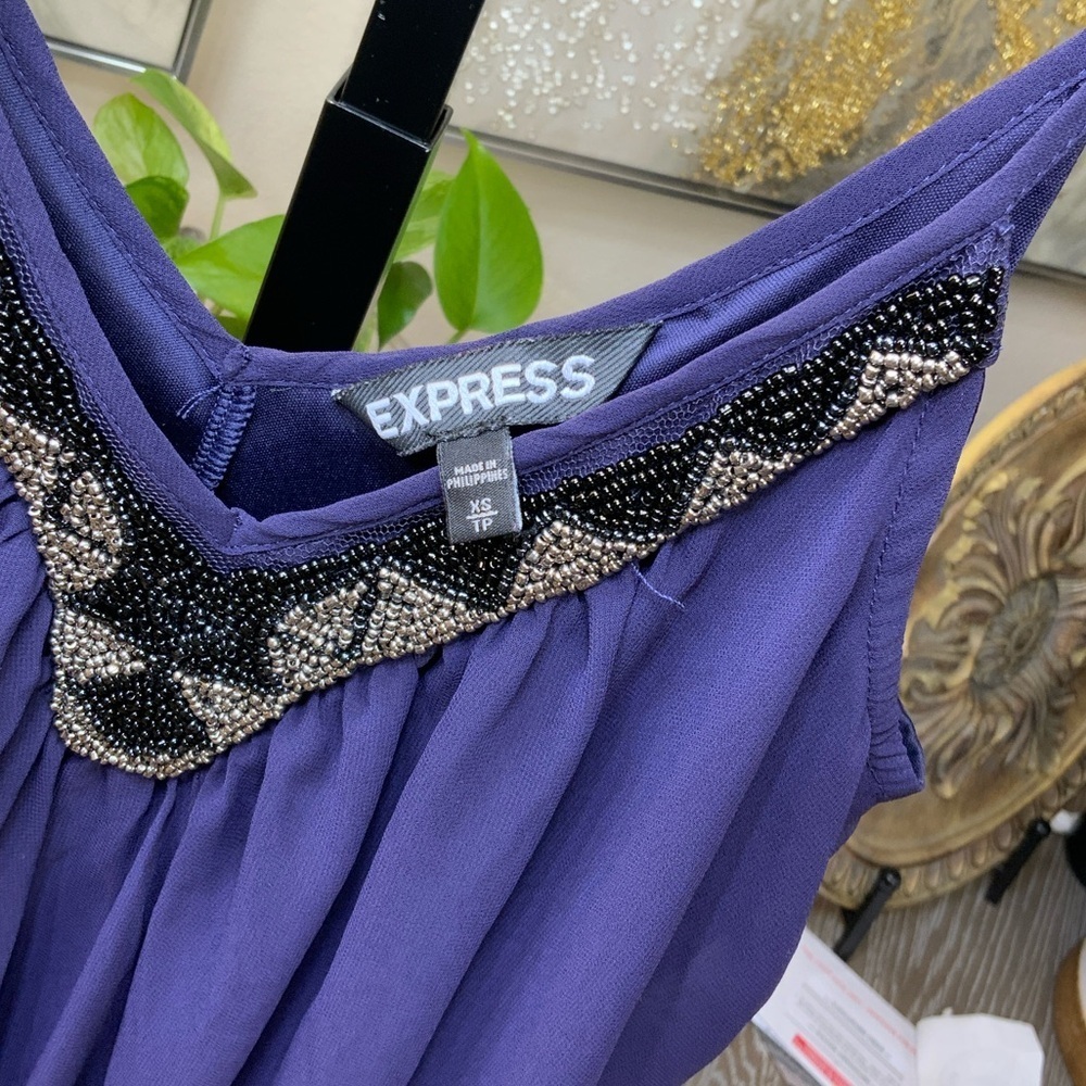 Express Purple Mini Dress with Black Accents - Picture 2 of 9